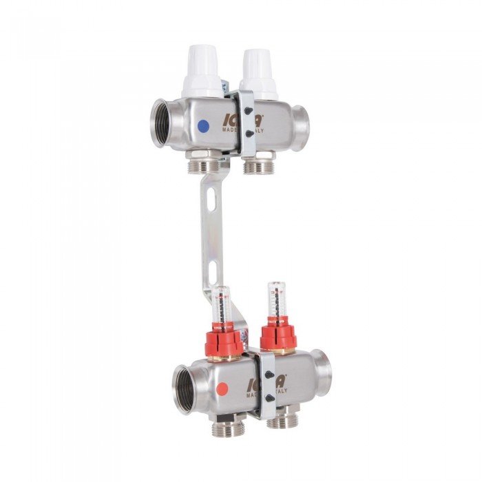 Коллектор Icma № К073 с расходомерами (нерж.) 1" х 3/4" на 2 выхода