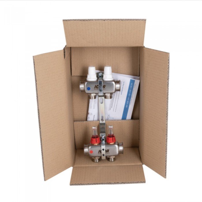 Коллектор Icma № К073 с расходомерами (нерж.) 1" х 3/4" на 2 выхода