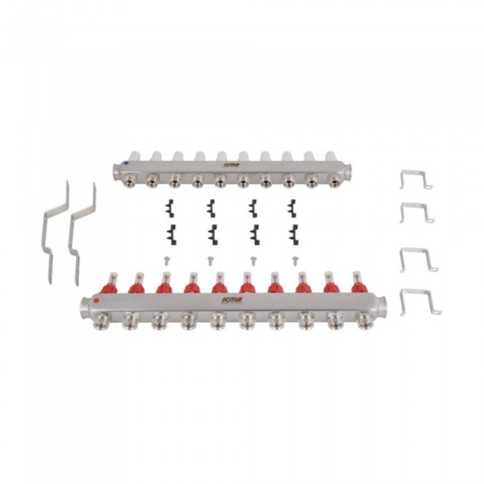 Коллектор Icma № К073 с расходомерами (нерж.) 1" х 3/4" на 10 выходов