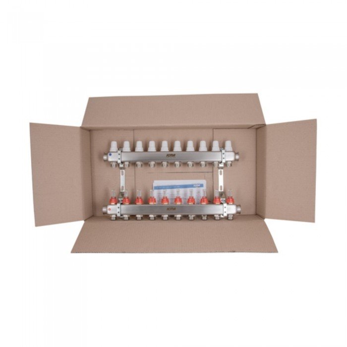 Коллектор Icma № К073 с расходомерами (нерж.) 1" х 3/4" на 10 выходов