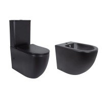 Акционный набор: Унитаз напольный Robin Ultra Quiet QT13226083AMB 660x360x855 Black + Биде напольное Robin QT13442141CMB 565x360x405 Black