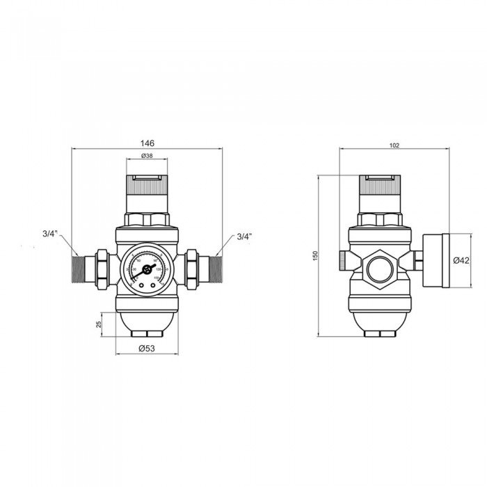 Фильтр самопромывной Thermo Alliance Forte 3/4" с редуктором для холодной воды SF128W20