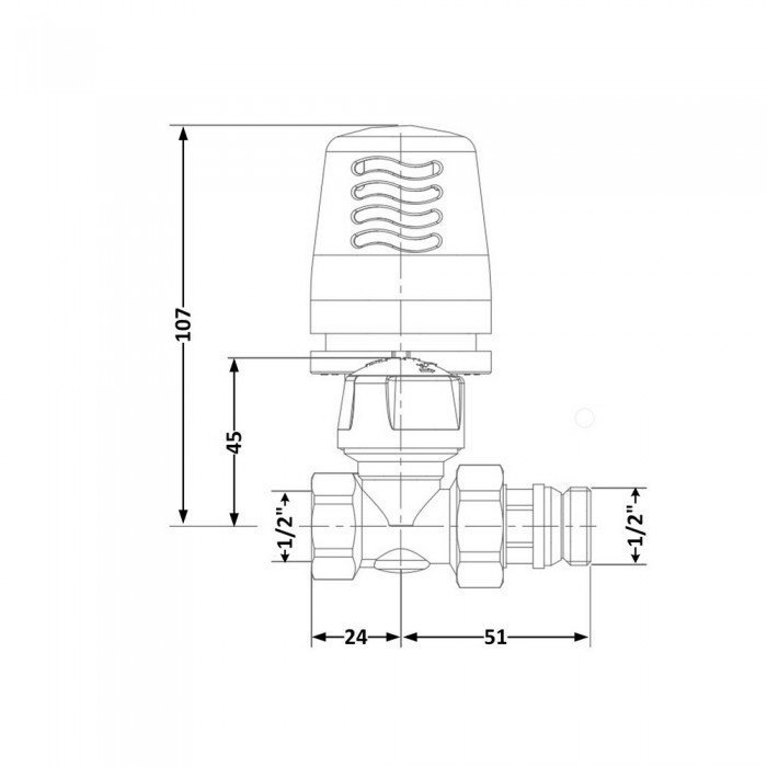 Кран радиаторный термостатический Icma 1/2"ВН прямой №765+940 82765AD06940