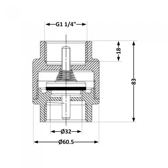 Обратный клапан Icma с латунным штоком 1 1/4"ВВ №53
