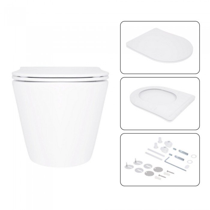 Готове рішення Qtap для ванної кімнати: підвісний унітаз Swan Ultra Quiet 520x360x320 + комплект інсталяції Nest 4 в 1 (квадратна клавіша Chrome)