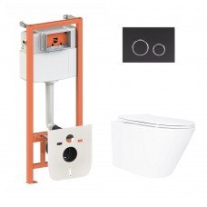 Готовое решение Qtap для ванной комнаты: подвесной унитаз Swan Ultra Quiet 520×360×320 + комплект инсталляции Nest 4 в 1 (круглая клавиша Black mat) Готовое решение Qtap для ванной комнаты: подвесной унитаз Swan Ultra Quiet 520×360×320 + комплект инсталляции Nest 4 в 1 (круглая клавиша Black mat)