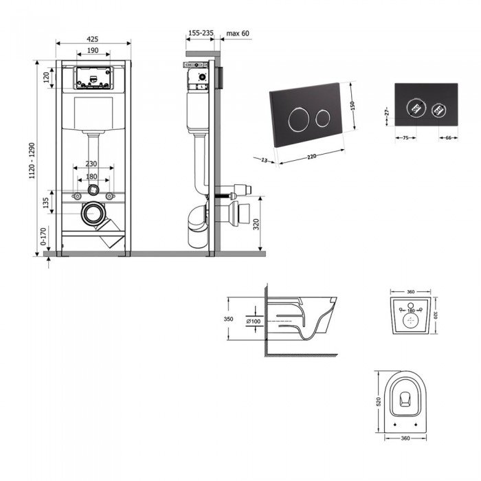 Готовое решение Qtap для ванной комнаты: подвесной унитаз Swan Ultra Quiet 520×360×320 + комплект инсталляции Nest 4 в 1 (круглая клавиша Black mat) Готовое решение Qtap для ванной комнаты: подвесной унитаз Swan Ultra Quiet 520×360×320 + комплект инсталляции Nest 4 в 1 (круглая клавиша Black mat)