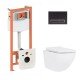 Готовое решение Qtap для ванной комнаты: подвесной унитаз Jay Ultra Quiet 520x360x320 + комплект инсталляции Nest 4 в 1 (линейная клавиша Black mat)