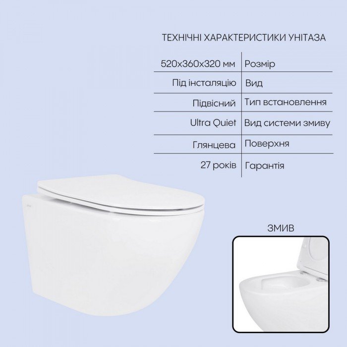 Готовое решение Qtap для ванной комнаты: подвесной унитаз Jay Ultra Quiet 520x360x320 + комплект инсталляции Nest 4 в 1 (линейная клавиша Black mat)