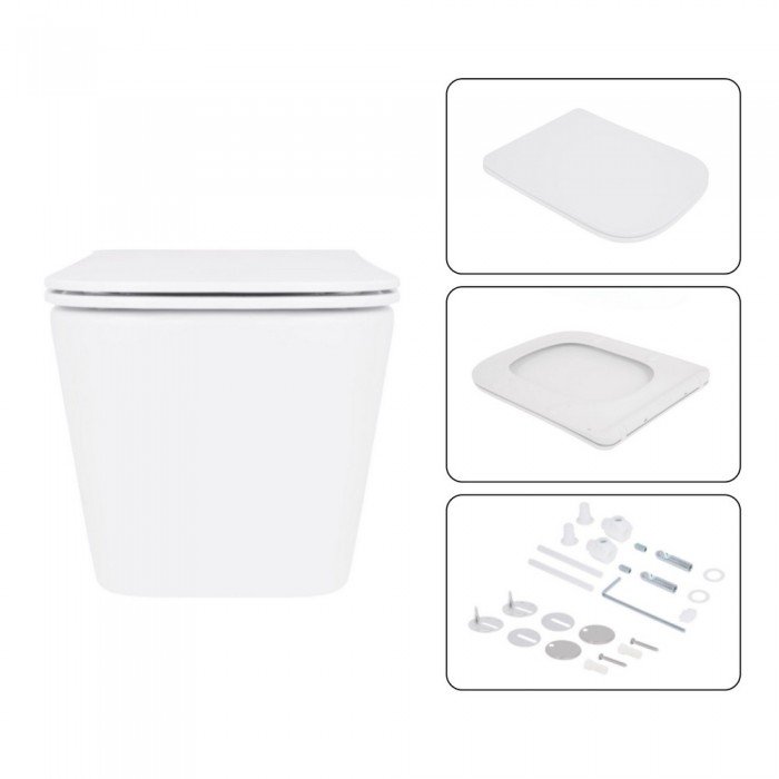 Готовое решение Qtap для ванной комнаты: подвесной унитаз Crow Ultra Quiet 520×360×290 + комплект инсталляции Nest 4 в 1 (круглая клавиша Chrome)