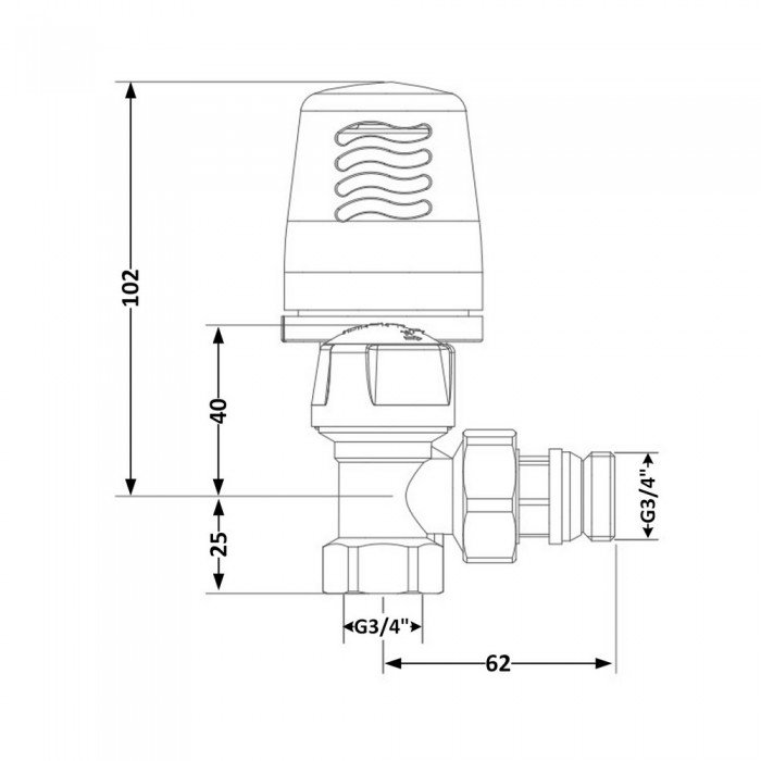 Кран радиаторный термостатический Icma 3/4"ВН угловой №764+940 82764AE06940 Кран радиаторный термостатический Icma 3/4"ВН угловой №764+940 82764AE06940