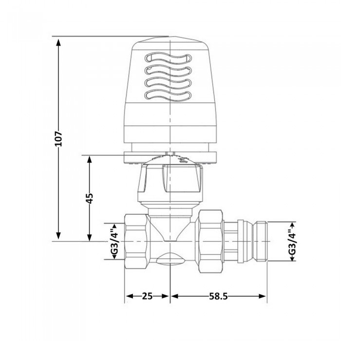 Кран радиаторный термостатический Icma 3/4"ВН прямой №765+940 82765AE06940 Кран радиаторный термостатический Icma 3/4"ВН прямой №765+940 82765AE06940