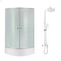 Комплект для душевої Latwa: Душева кабіна LLSC9090SATMIDFR2SET+Душева система на 3 споживача LDLAT1030WHI45427