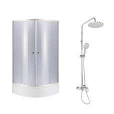 Комплект для душевої Latwa: Душева кабіна LLSC9090SATMIDGR2SET+Душева система на 3 споживача LDLAT1030CRM45417