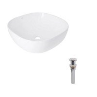 Комплект Qtap Kolibri: Раковина накладная 425x425x140 мм, White, квадратная + Донный клапан Pop-up PU02