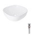 Комплект Qtap Kolibri: Раковина накладная 425x425x140 мм, White, квадратная + Донный клапан Pop-up PU02
