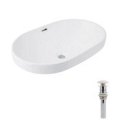 Комплект Qtap Leo: Раковина врезная 610x405x185 мм, White, овальная + Донный клапан Pop-up PU02O