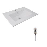 Комплект Albatross: Раковина врезная мебельная 620x460x180 мм, White, прямоугольная + Донный клапан Pop-up PU02O