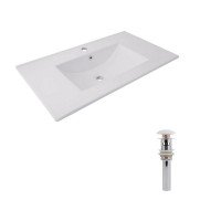 Комплект Albatross: Раковина врезная мебельная 820x460x180 мм, White, прямоугольная + Донный клапан Pop-up PU02O