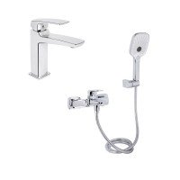 Акционный набор для Ванной комнаты  Qtap Tern Смеситель для раковины QTTER2701CRM47584 Chrome+Qtap Tern Смеситель для ванны QTTER259CRM47586 Chrome