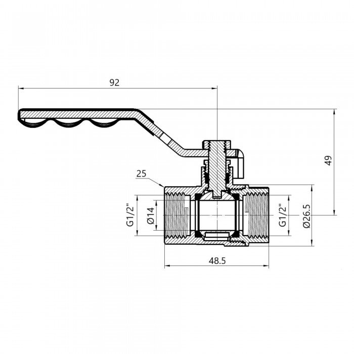 Кран кульовий SD Plus 1/2" ВР для газу (важіль) SD600G15
