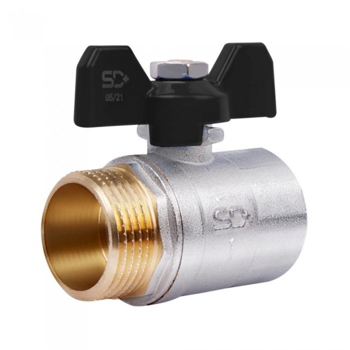 Кран шаровой SD Plus 1" ВН для воды (бабочка) SD607W25