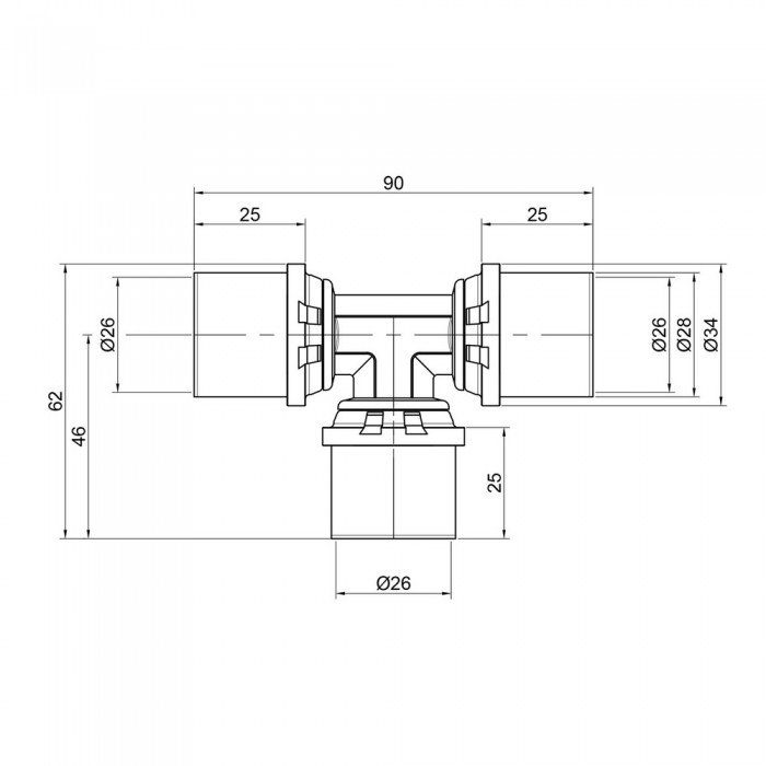 Тройник пресс Icma 26х26х26 №406