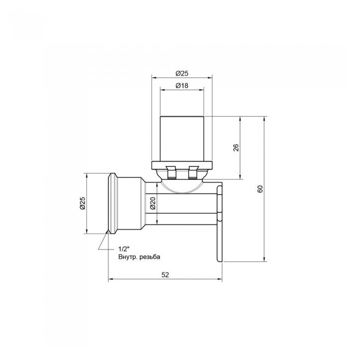 Уголок пресс Icma 20х1/2" ВР настенный №410