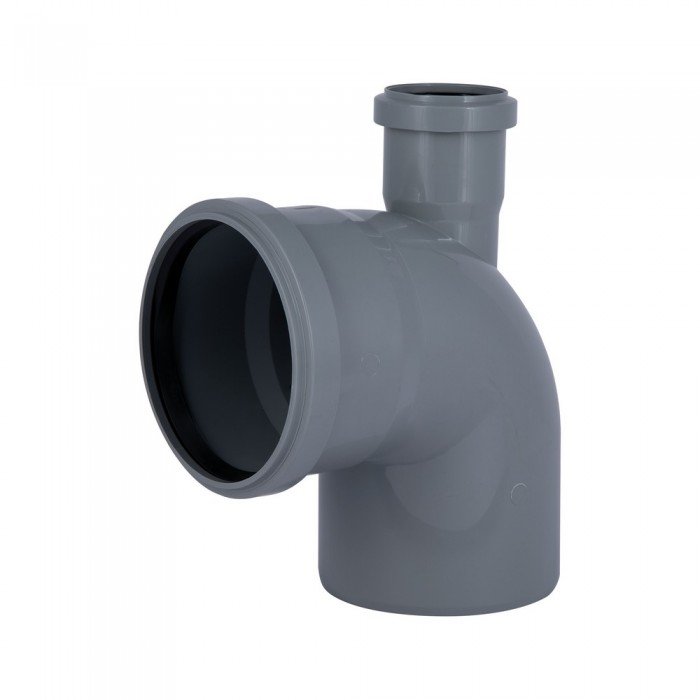 Колено канализационное с отводом TA Sewage 50х110х110, 90° (вверх)