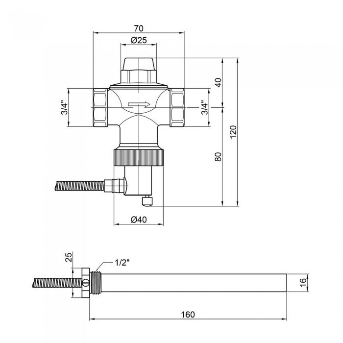 Клапан теплового сброса Icma 3/4" №605
