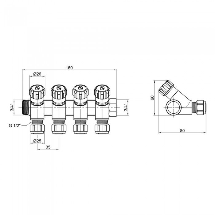 Колектор SD Plus 3/4" 4 виходи SD230W4