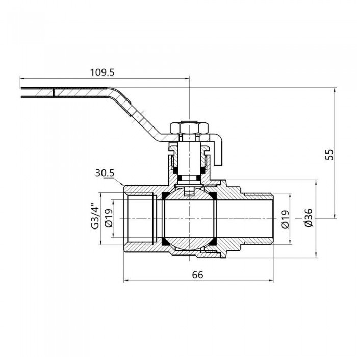 Кран шаровой SD Forte 3/4" ВН для воды (ручка) SF605W20