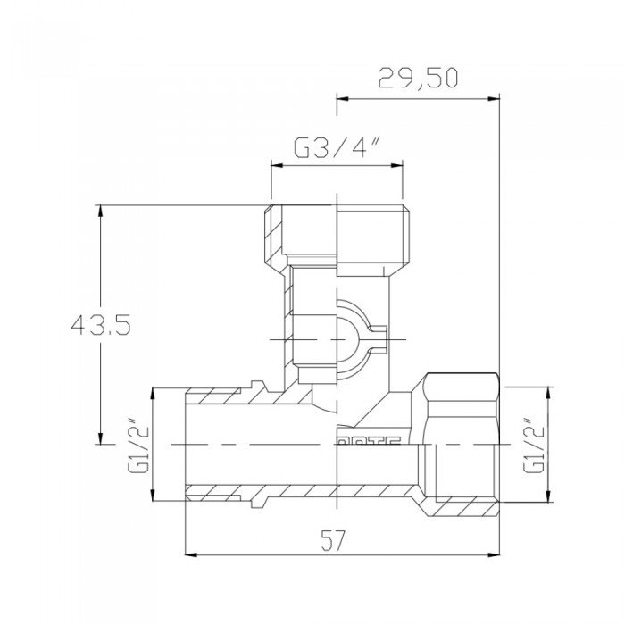Кран приборный шаровой SD Forte 1/2"х3/4"х1/2" SF186W152015