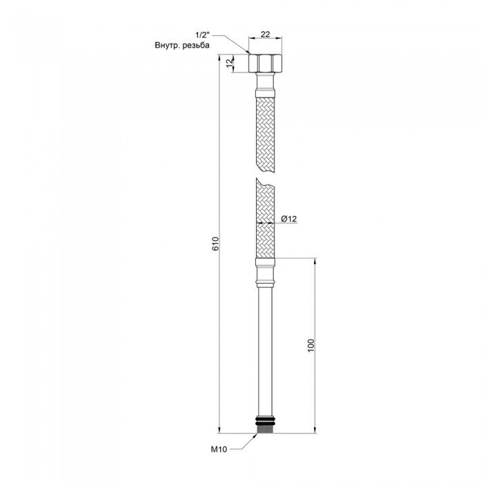 Гнучка підводка для води SD Plus М10 60 см (пара) SD396W60L