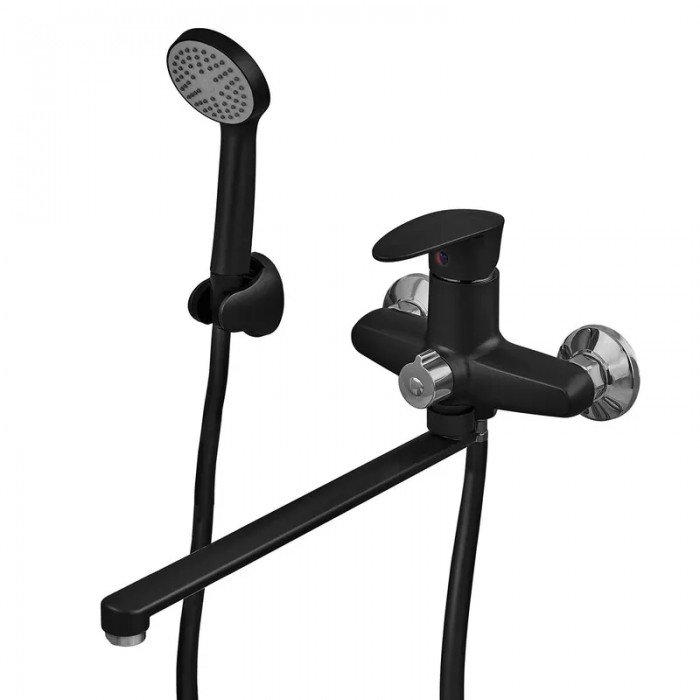 Змішувач для ванни Plamix CEZAR-006 EURO SET Matte black, зі шлангом, лійкою та кронштейном (PM0690) Змішувач для ванни Plamix CEZAR-006 EURO SET Matte black, зі шлангом, лійкою та кронштейном (PM0690)