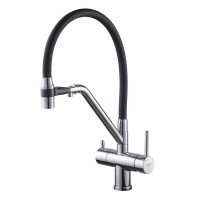 Кухонный смеситель с силик. изливом и вых. для питьевой воды KOER KB-72006-01 (KR3379)