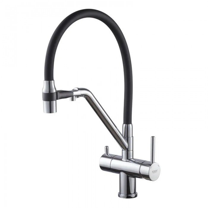 Кухонный смеситель с силик. изливом и вых. для питьевой воды KOER KB-72006-01 (KR3379)