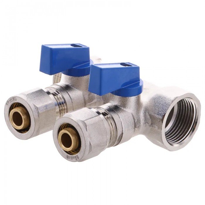 Колектор з кульовими кранами і фитингом Koer KR.1125-2 3/4"x2 ways (KR2835) Колектор з кульовими кранами і фитингом Koer KR.1125-2 3/4"x2 ways (KR2835)