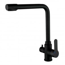 Смеситель для кухни Zerix DAX-021 Black с вых. для питьевой воды (нерж. сталь) (ZX4825)