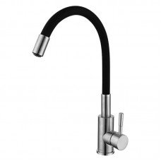 Кухонный смеситель с черным силиконовым изливом Zerix LUX-011 Refl.Black (нерж. сталь) (ZX4875) Кухонный смеситель с черным силиконовым изливом Zerix LUX-011 Refl.Black (нерж. сталь) (ZX4875)