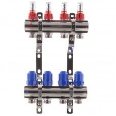 Коллекторный блок с расходомерами Koer KR.1110-04 1”x4 ways (KR2641) Коллекторный блок с расходомерами Koer KR.1110-04 1”x4 ways (KR2641)