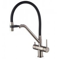 Кухонный смеситель с силик. изливом и вых. для питьевой воды KOER KB-72006-07 (KR3382)
