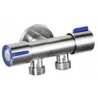 Кран для підключення сантехприладів Mixxus VAL-11-1/2x1/2x1/2 з нерж. сталі SUS304 (синій) (MI6219)