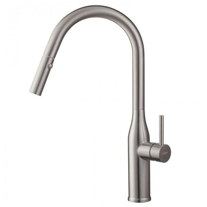 Кухонний змішувач з висувним виливом KOER KI-70004-02 (нерж. сталь) (KR3385)
