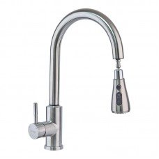 Смеситель для кухни сенсорный с выдвижной лейкой Mixxus LUX-014 Sensor (нерж. сталь) (MI6230)