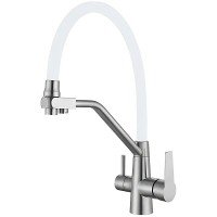 Смеситель для кухни с гибким изливом на две воды Mixxus FUL-021 REFL.WHITE из нерж. стали SUS304 (M