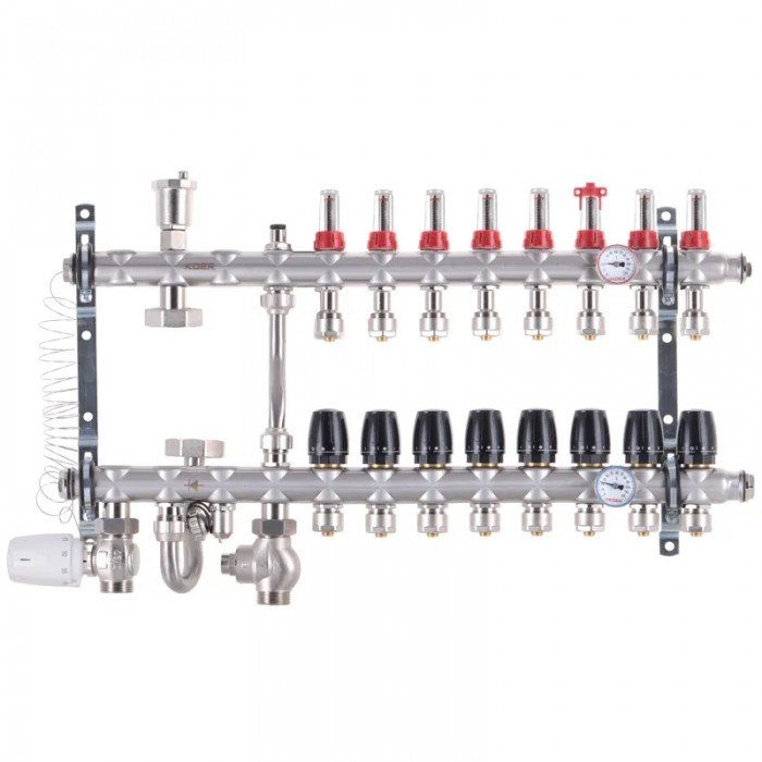 Колектор з вбудованим зміш. вузлом KOER KR.S1012-8 1 "х8 SUS304 і євроконус 3 / 4-16 (KR2941) Колектор з вбудованим зміш. вузлом KOER KR.S1012-8 1 "х8 SUS304 і євроконус 3 / 4-16 (KR2941)