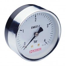 Манометр аксиальный (KOER KM.611A) (0-4 bar), D 63мм, 1/4''-1/2'' (KR0210)