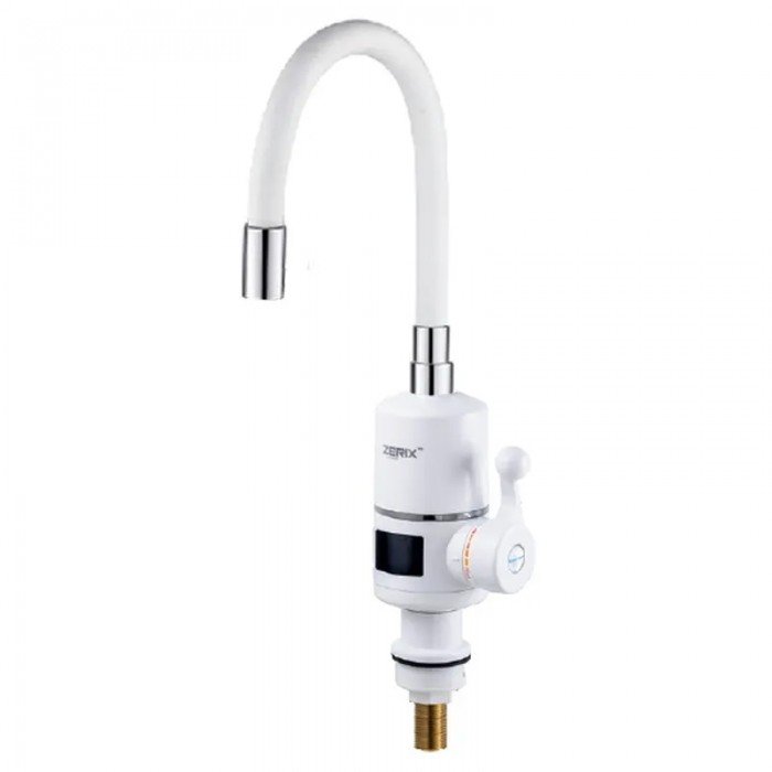 Проточный водонагреватель Zerix ELW06-EF-WHITE 3,3 kW с индикатором температуры, силиконовый излив, Проточный водонагреватель Zerix ELW06-EF-WHITE 3,3 kW с индикатором температуры, силиконовый излив,