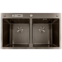 Мийка з нержавіючої сталі MIXXUS MH8350-DK NANO-BLACK (3.0/0.8) колір графіт (MI7053)